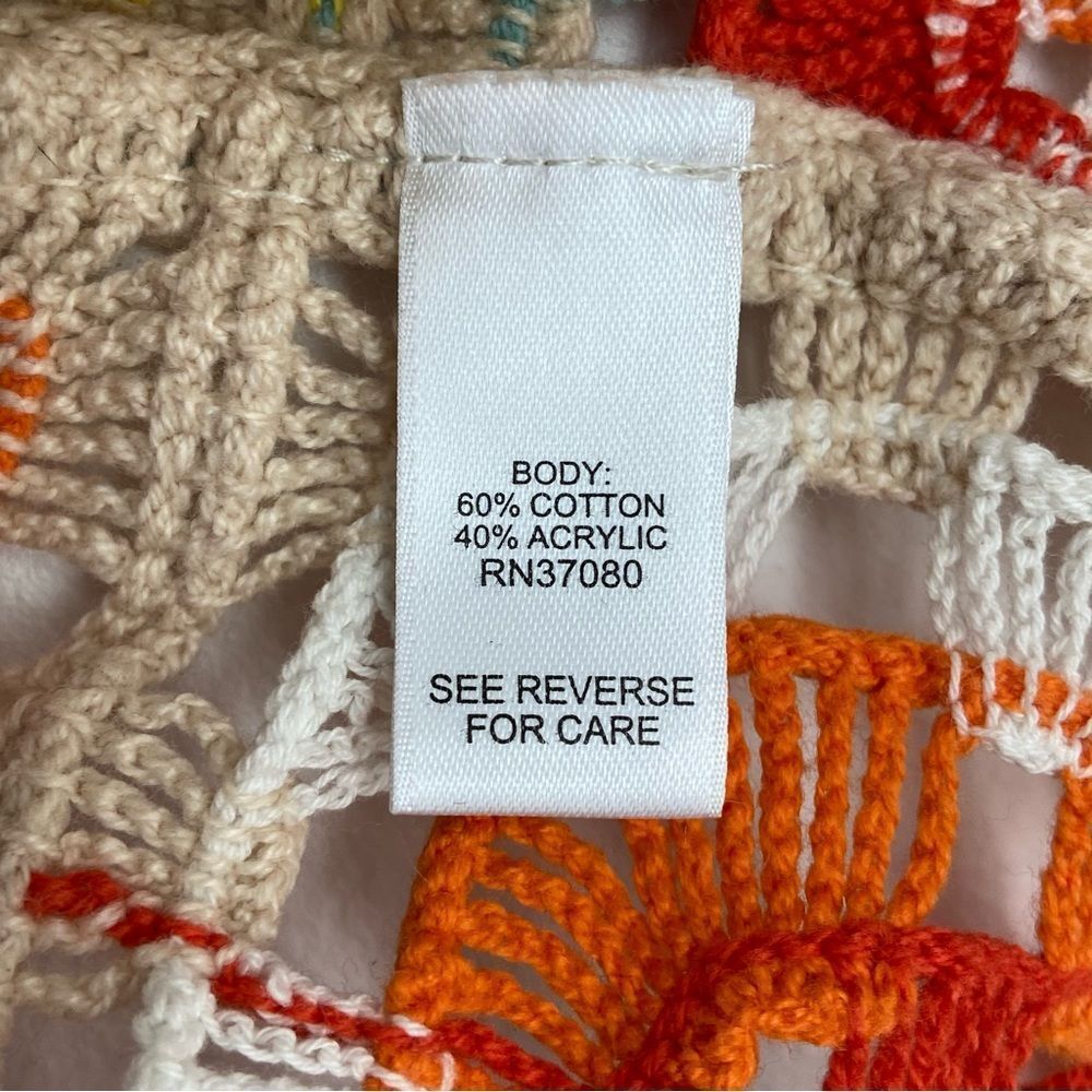 Cato Tan Floral Crochet Vest Women’s Plus Sz 18/20 Granny Square Hippie 70’s - Picture 10 of 12